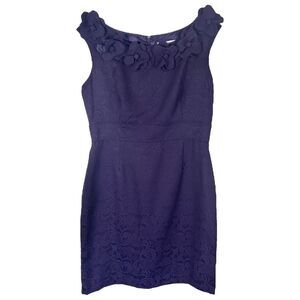 Sandra Darren Size 14 Dress Shift Purple Sleeveless Textured Flower Neckline 231